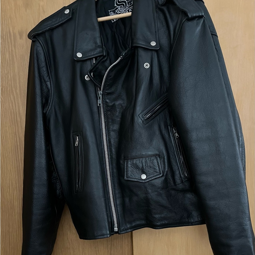Leather King Size 2XL black leather jacket